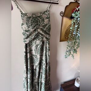 Green and Cream Printed  Maxi Dress